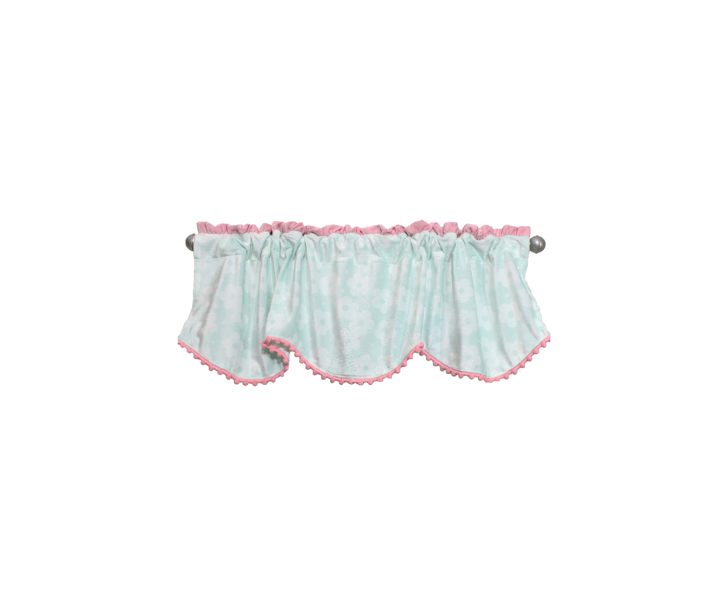Baby Girls Nursery Aqua and Pink Plush Window Valance