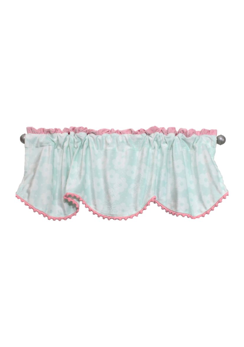 Baby Girls Nursery Aqua and Pink Plush Window Valance