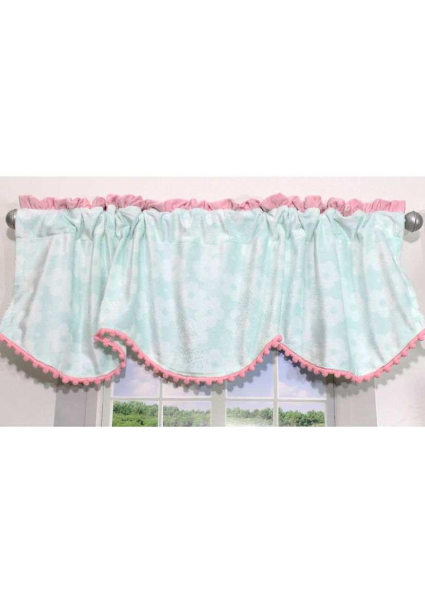 Baby Girls Nursery Aqua and Pink Plush Window Valance