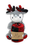 Baby Boys and Girls Check Blanket with Reindeer Plush Toy