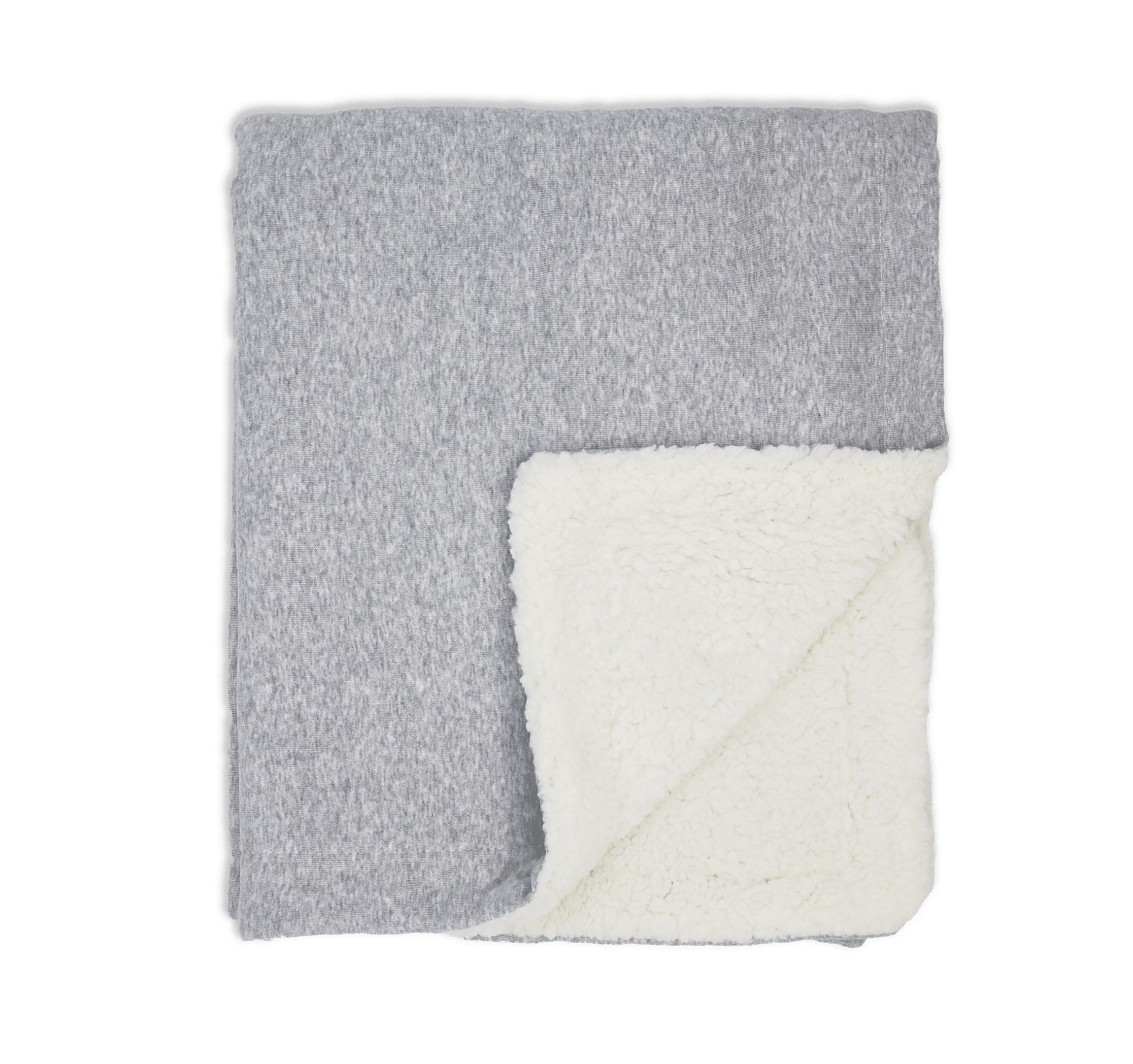 Baby Boys and Girls Jersey Knit Blanket with Sherpa, Heather Gray
