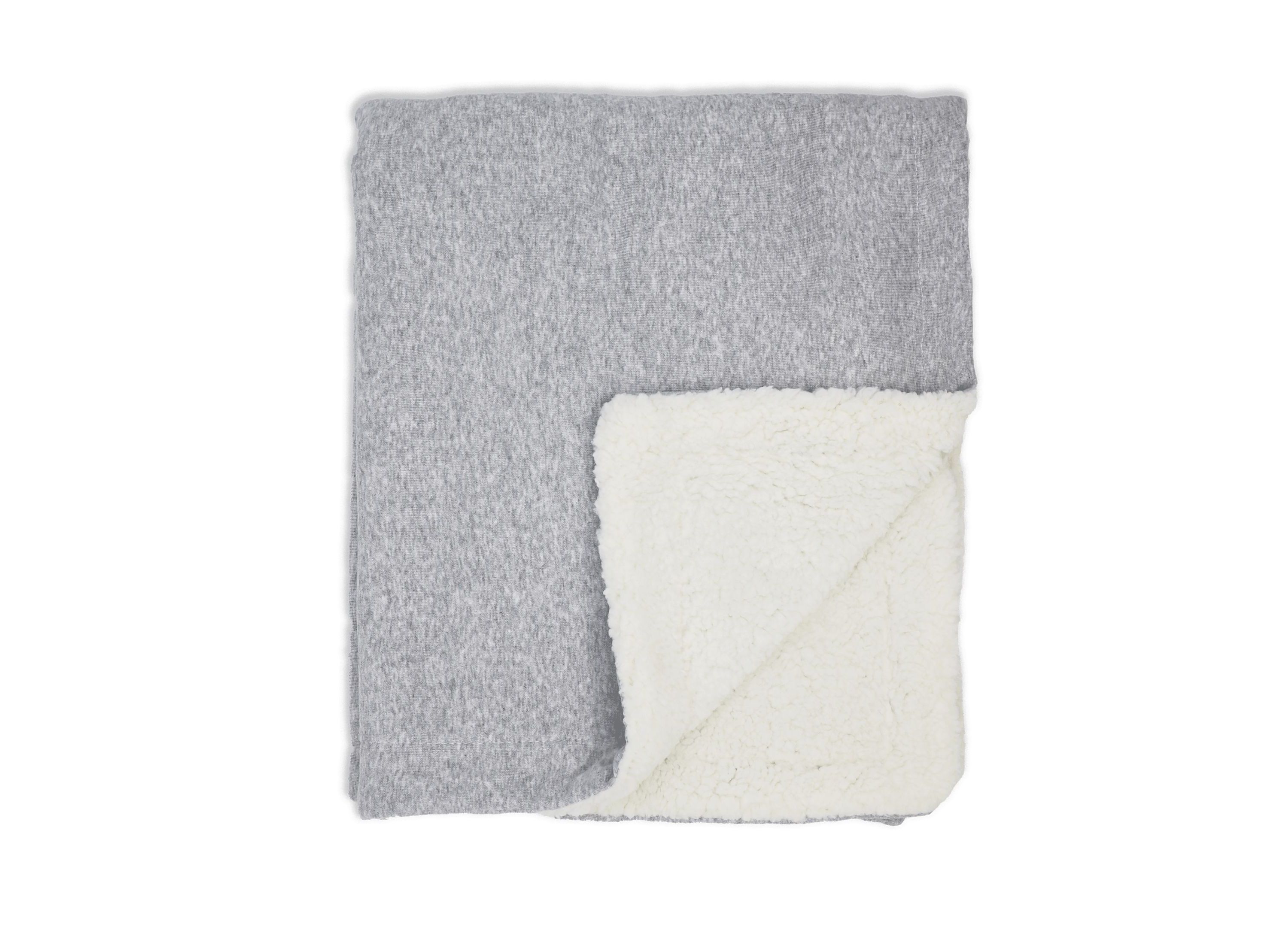 Baby Boys and Girls Jersey Knit Blanket with Sherpa, Heather Gray