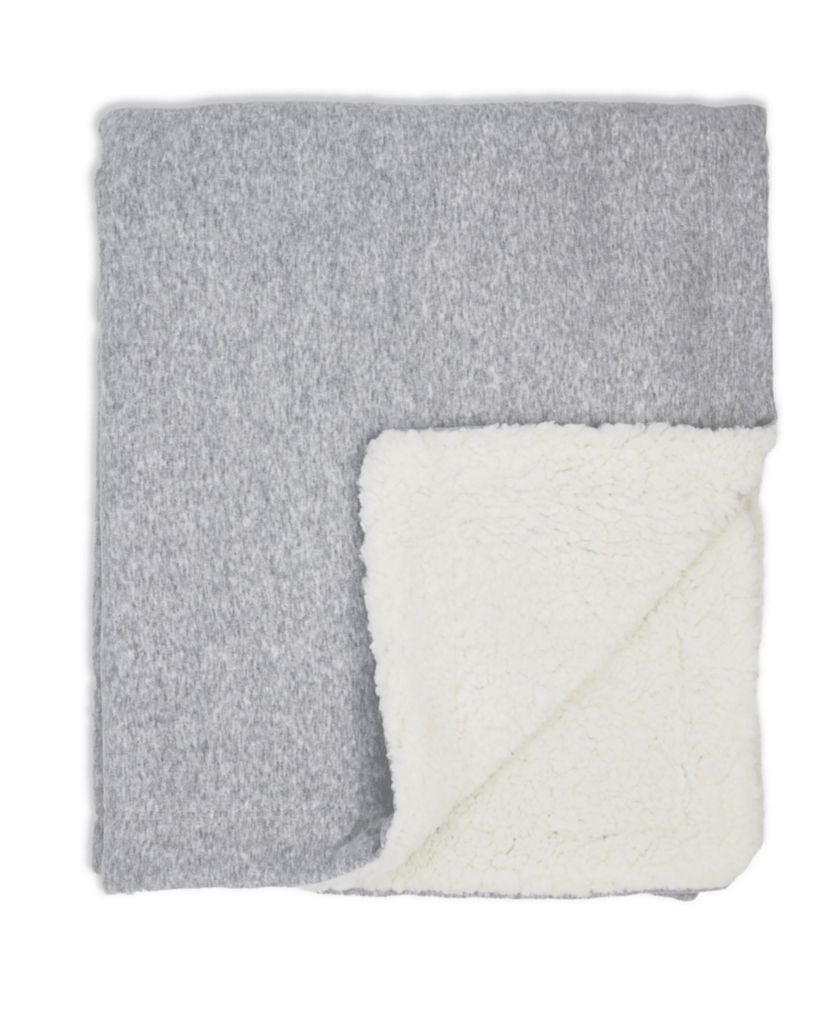 Baby Boys and Girls Jersey Knit Blanket with Sherpa, Heather Gray