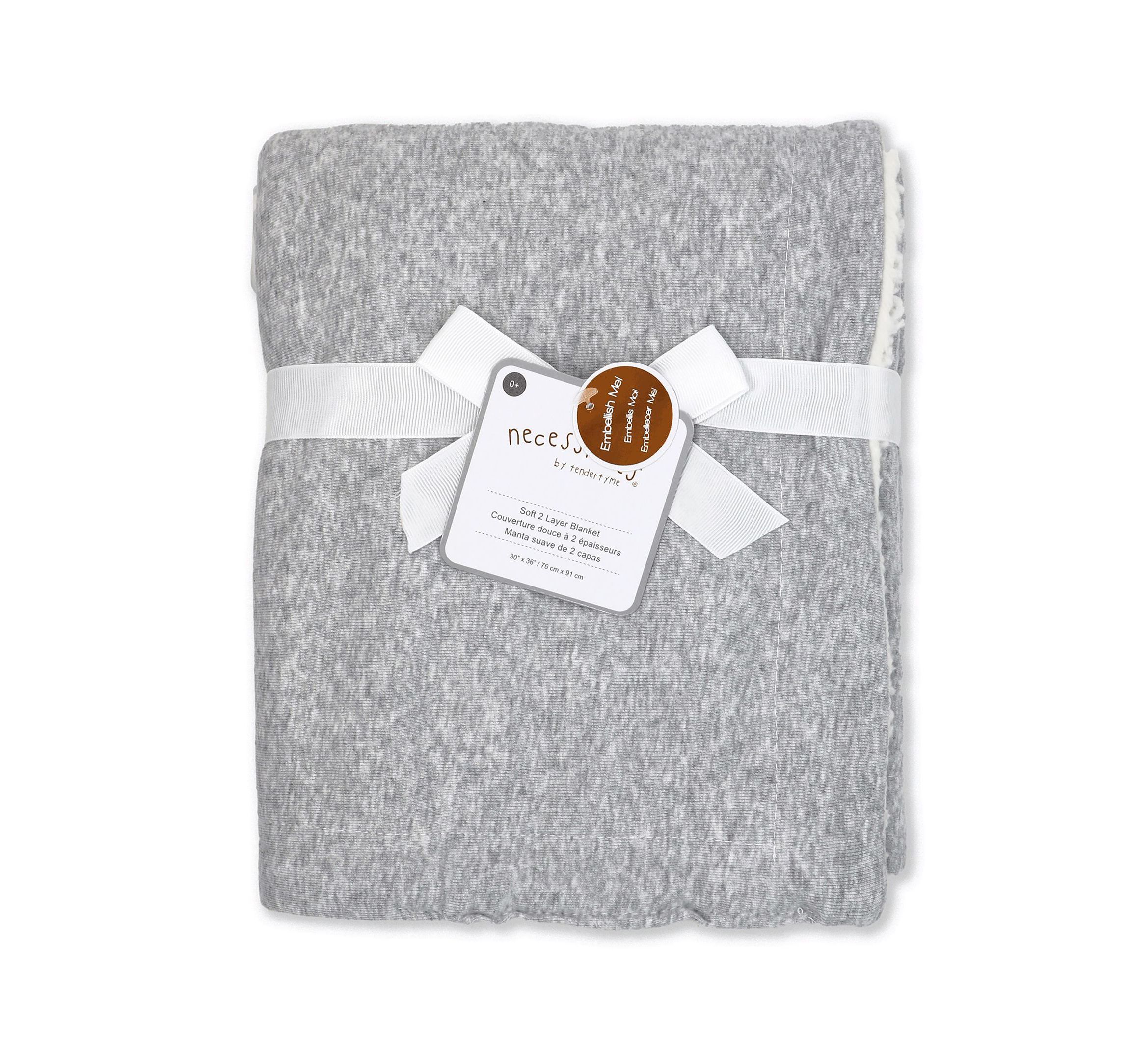 Baby Boys and Girls Jersey Knit Blanket with Sherpa, Heather Gray