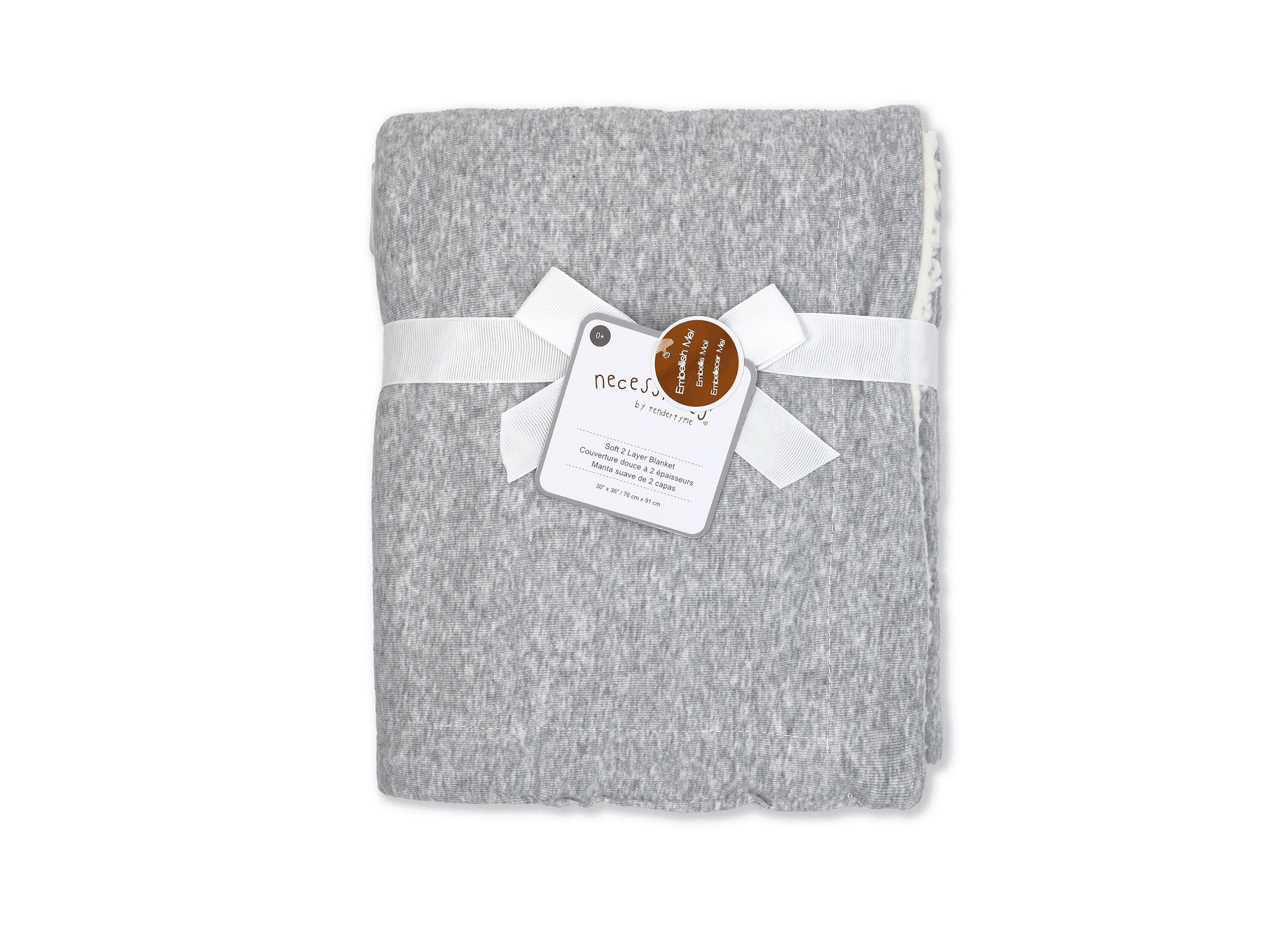 Baby Boys and Girls Jersey Knit Blanket with Sherpa, Heather Gray