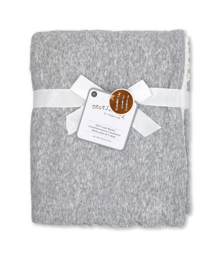 Baby Boys and Girls Jersey Knit Blanket with Sherpa, Heather Gray