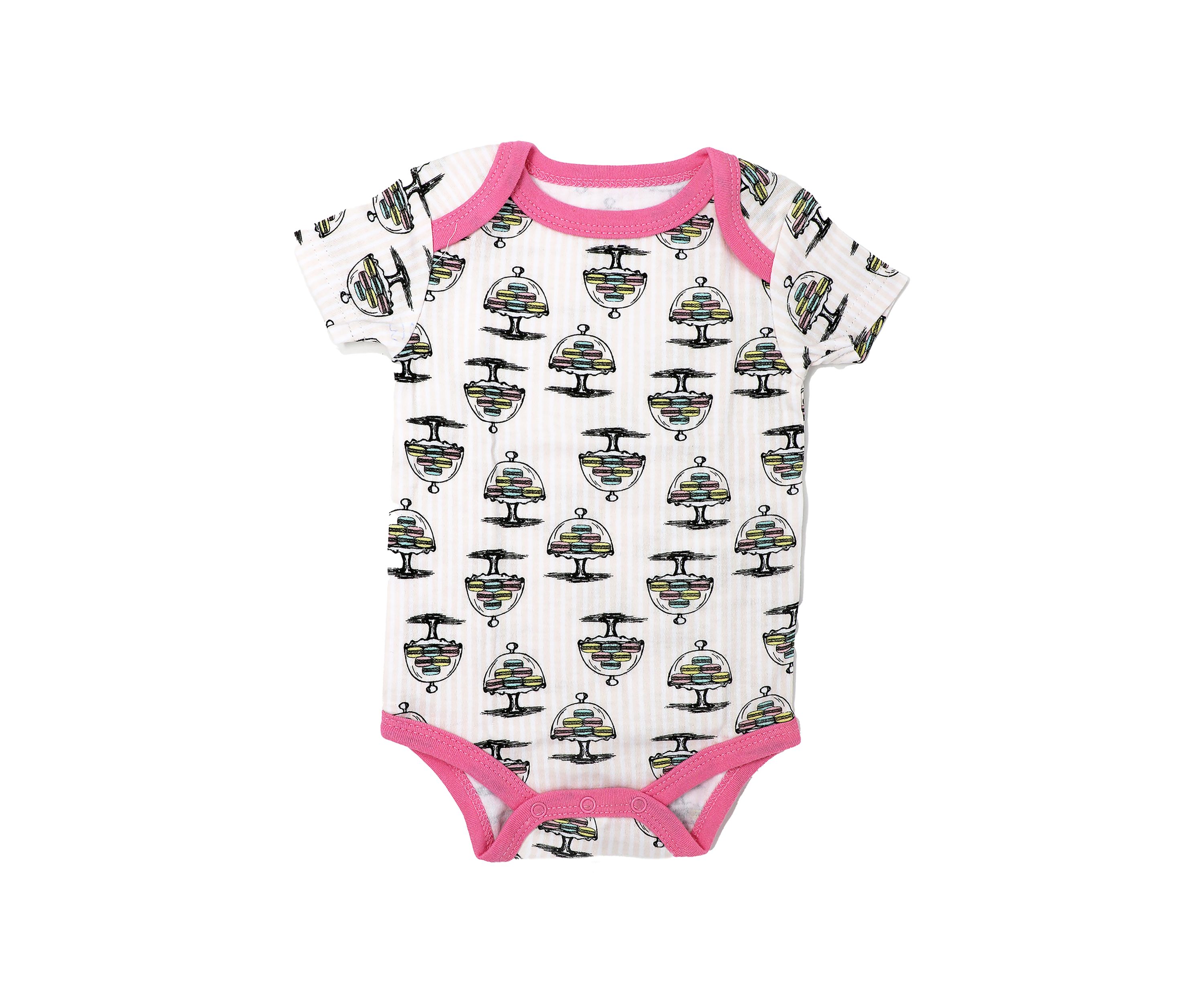 Baby Girls Macaron 4 Piece Box Set, Includes Bodysuit, Pant, Socks and Bib