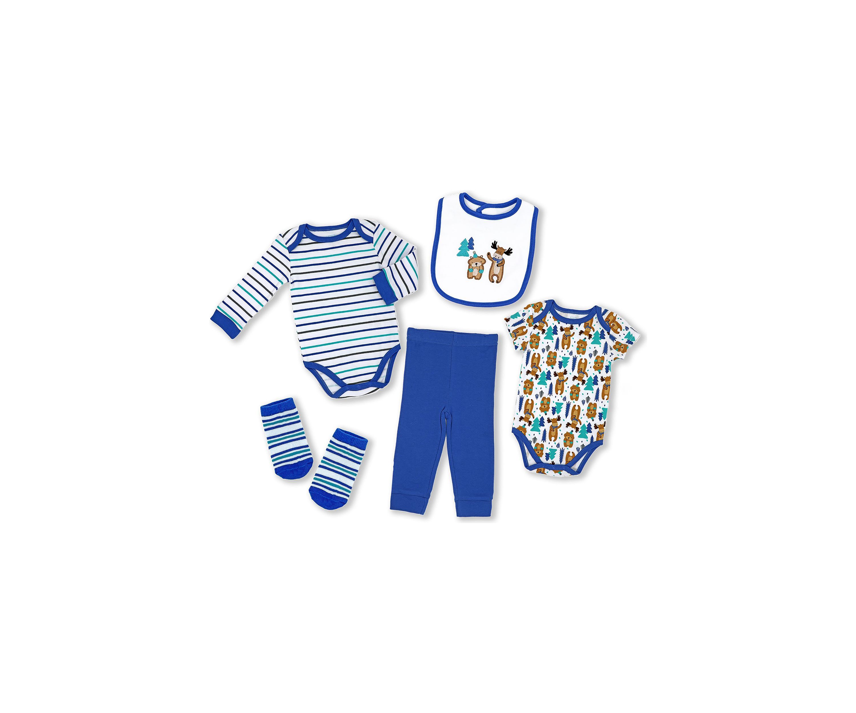 Baby Boys and Girls 5 Piece Moose Layette