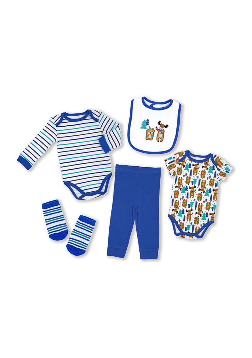 Baby Boys and Girls 5 Piece Moose Layette