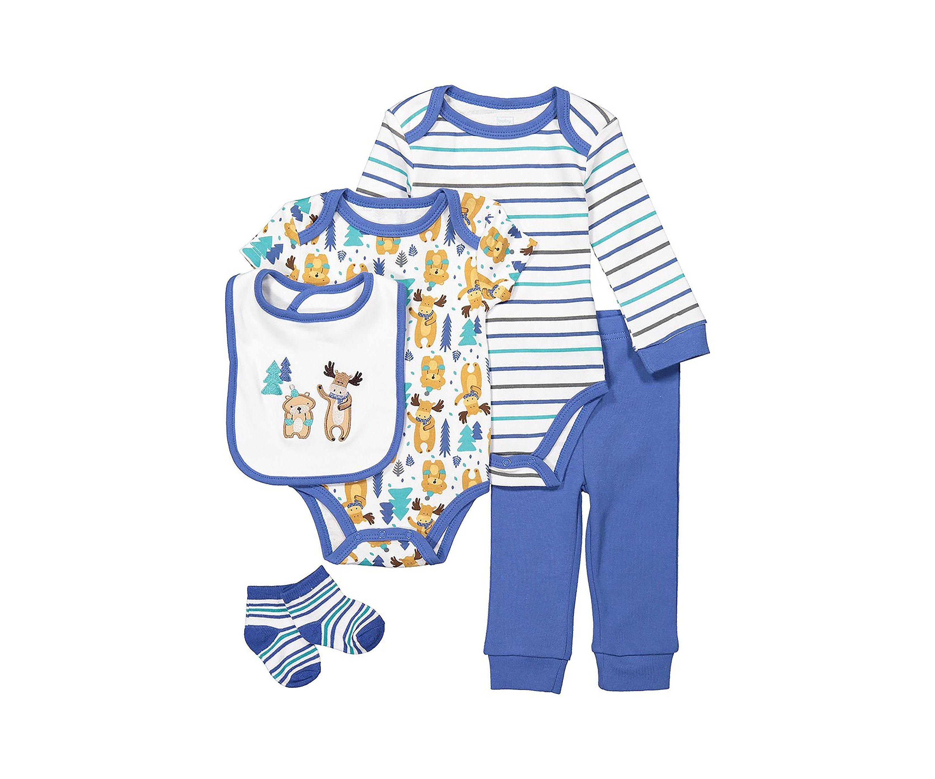 Baby Boys and Girls 5 Piece Moose Layette