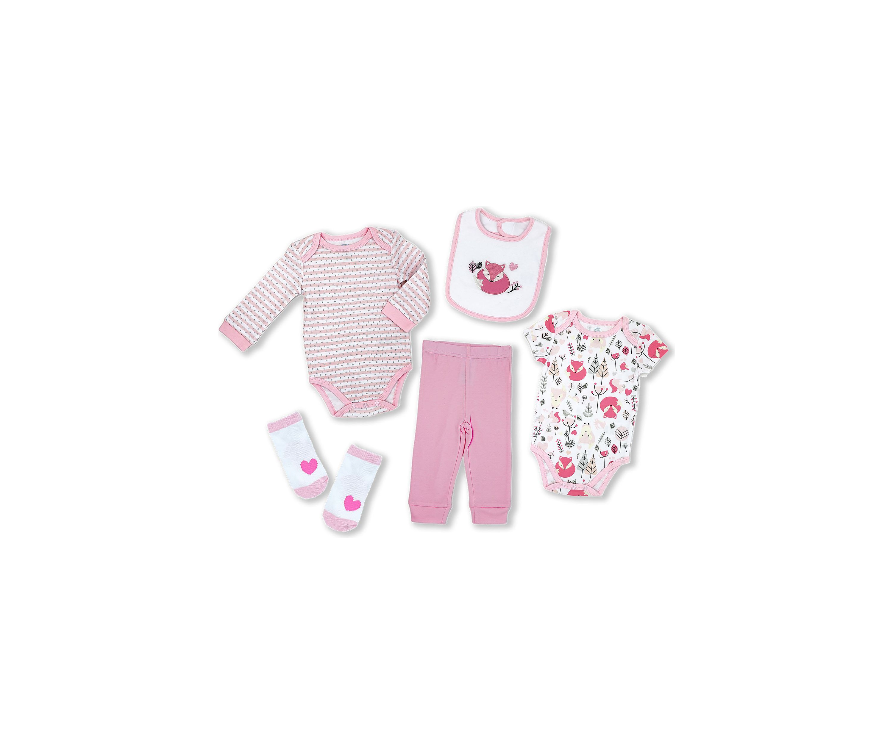 Baby Girls 5 Piece Fox Layette