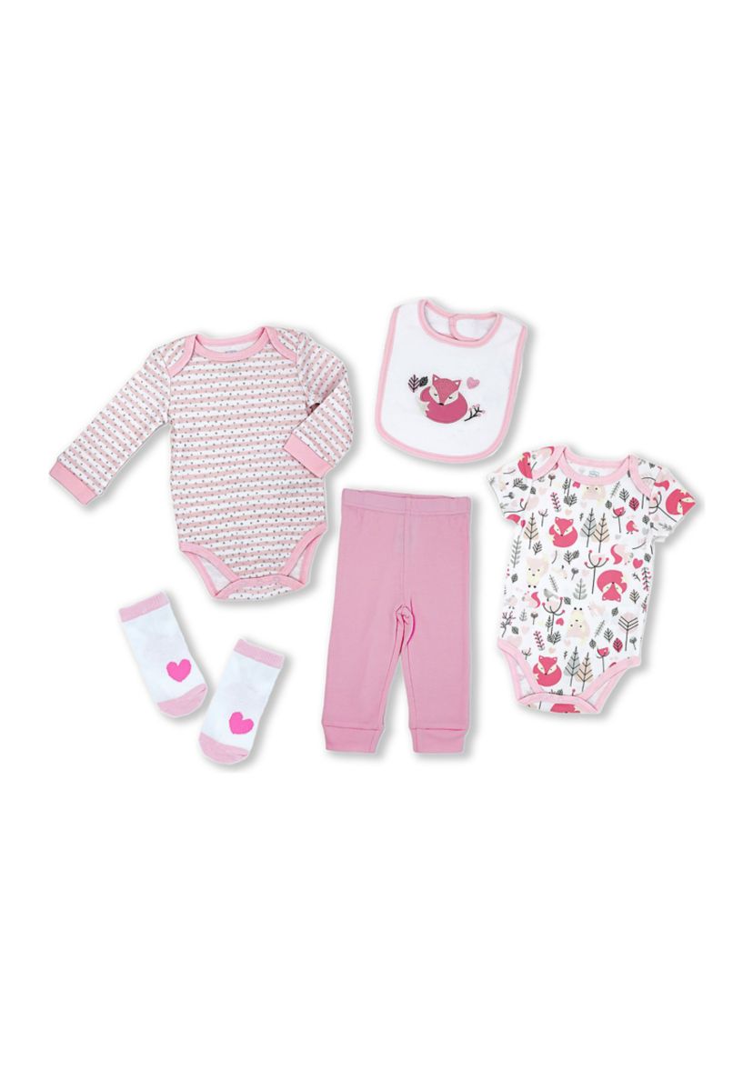 Baby Girls 5 Piece Fox Layette