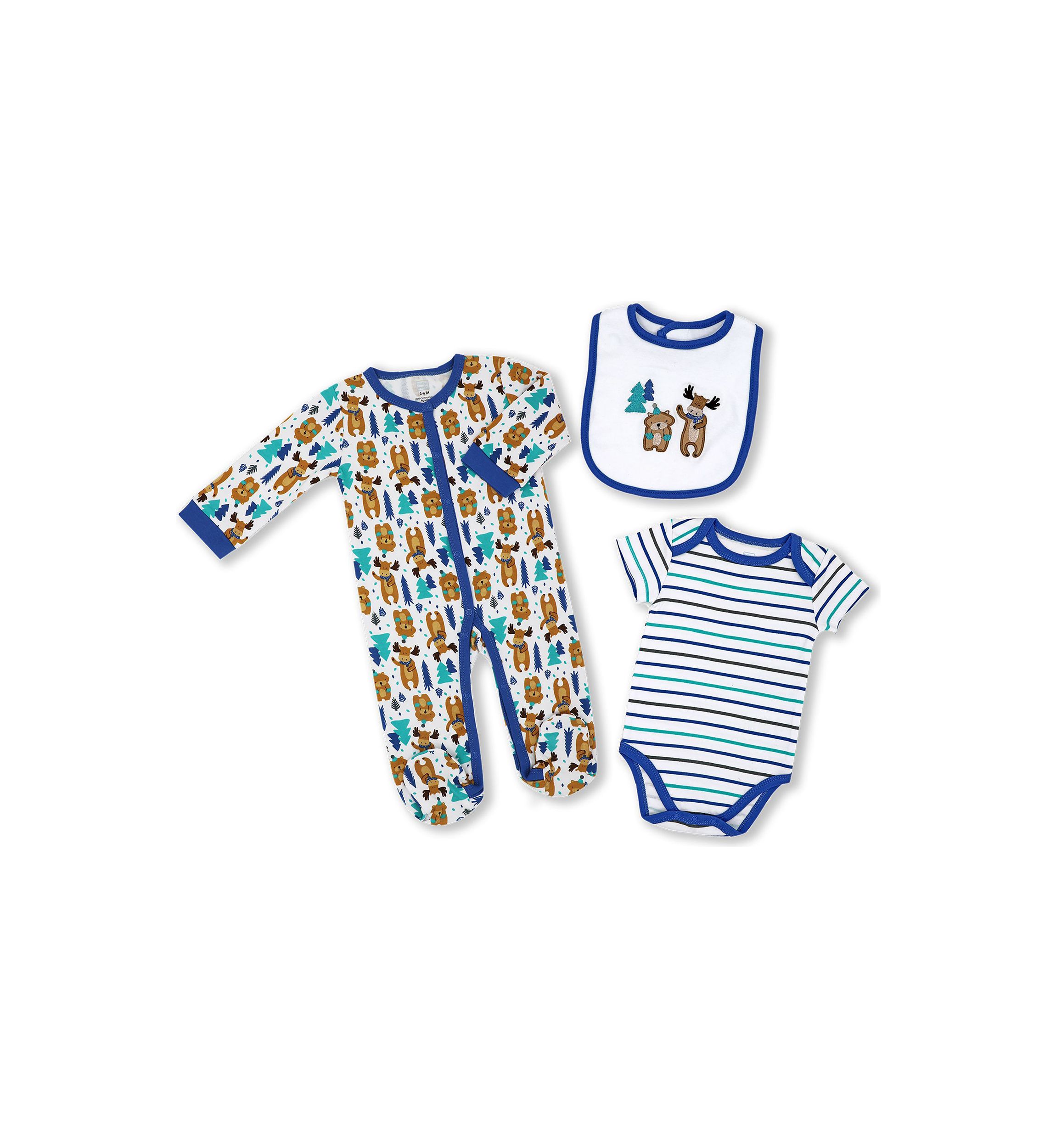 Baby Boys and Girls 3 Piece Moose Layette
