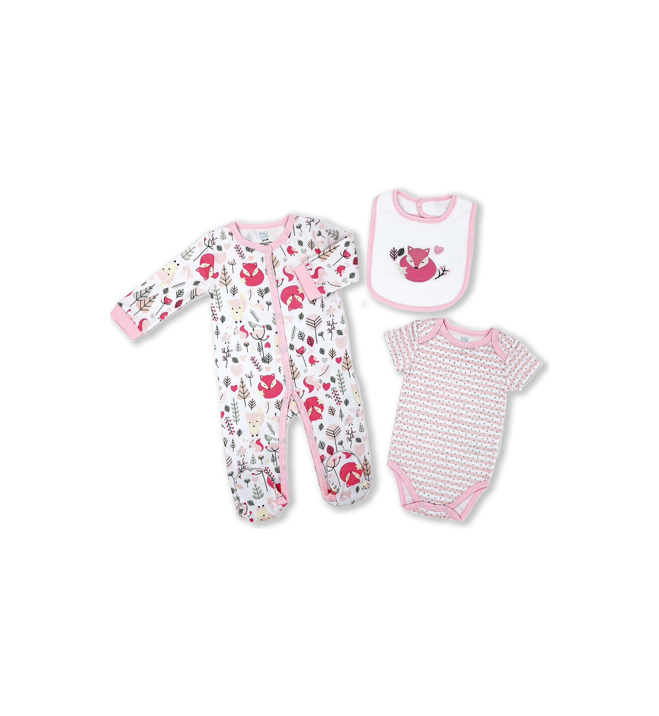 Baby Girls 3 Piece Fox Layette