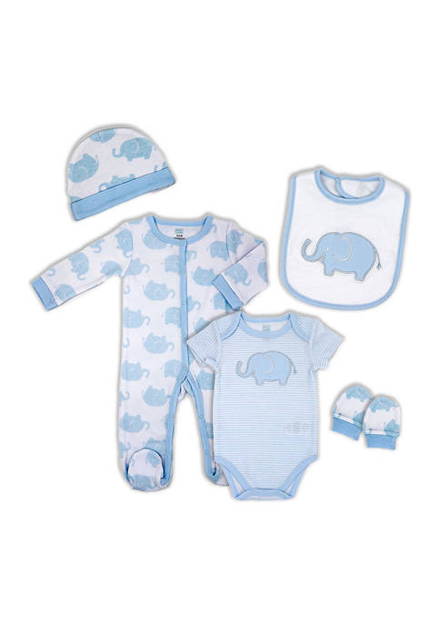Baby Boys 5-Piece Elephant Layette Set, Blue