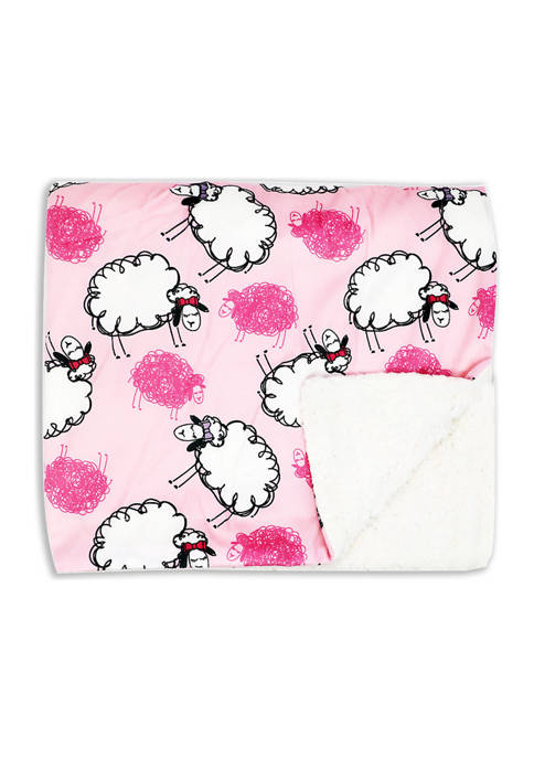 Baby Mode Baby Girls Sheep Minky Sherpa Blanket