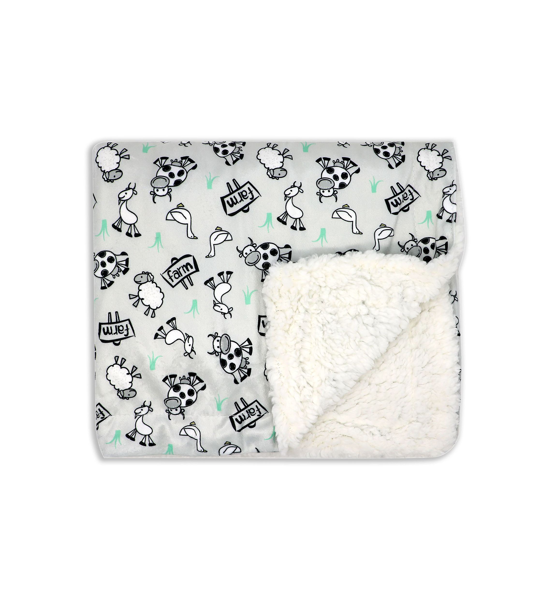 Baby Boys and Girls Farm Minky Sherpa Blanket
