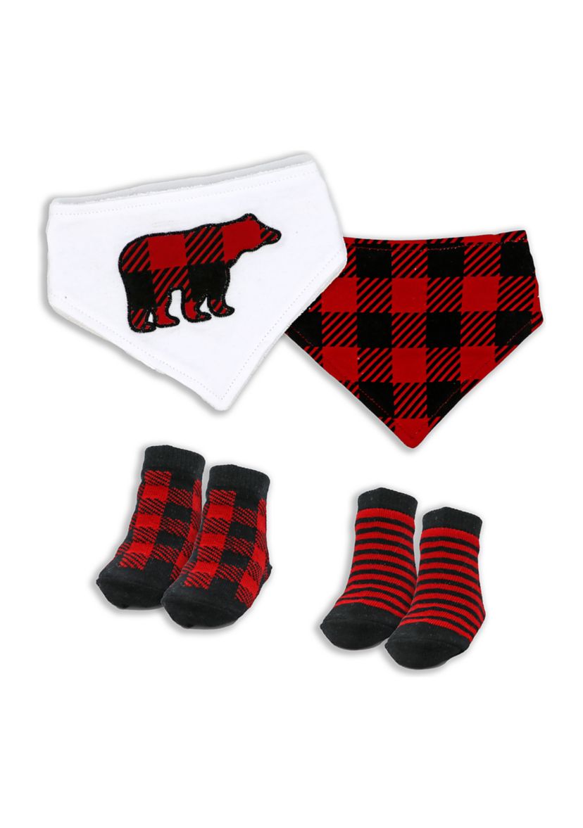 Baby Boys and Girls 3 Piece Buffalo Check Accessory Set