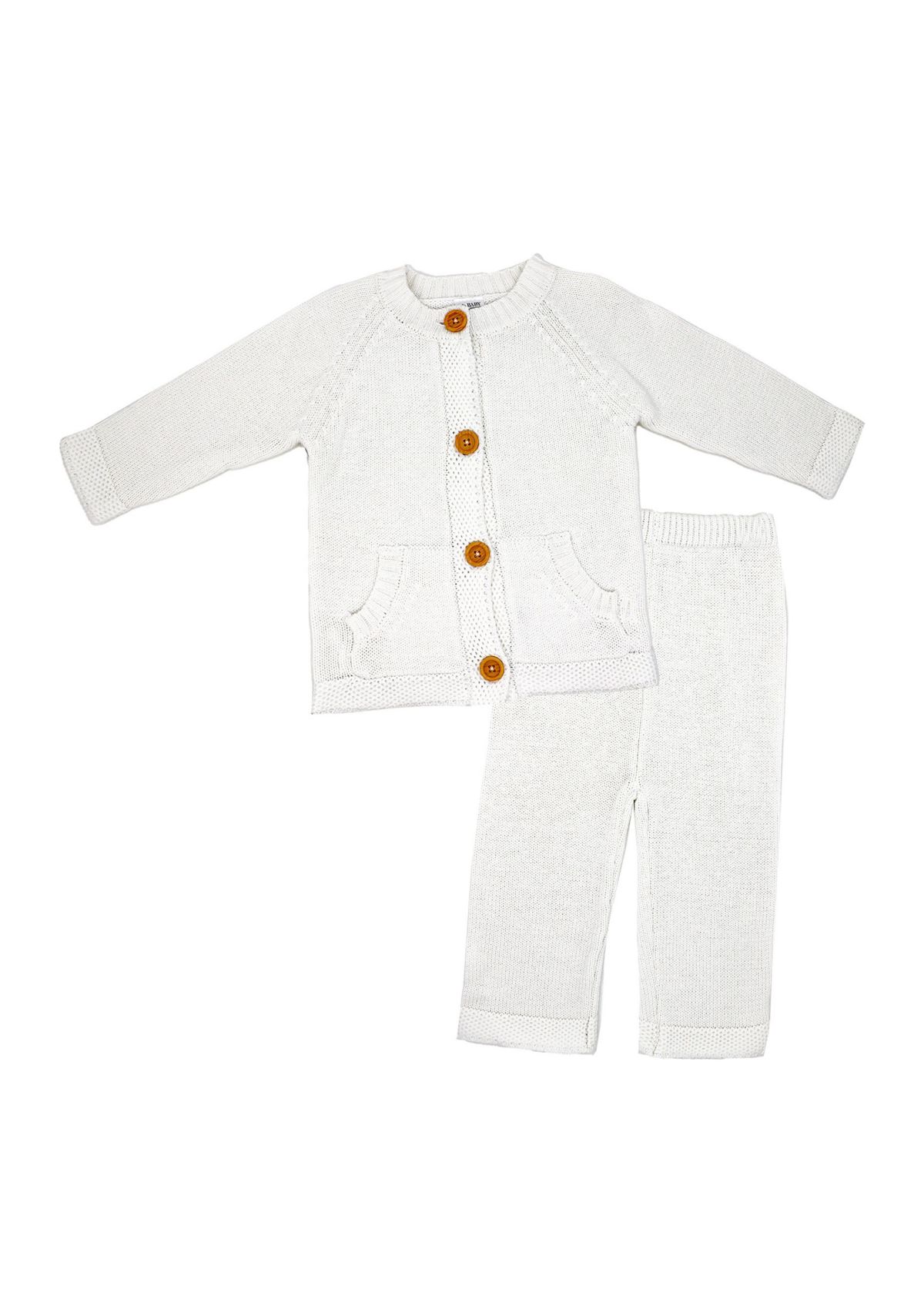Baby Boys and Girls 2 Piece Knit Set, White
