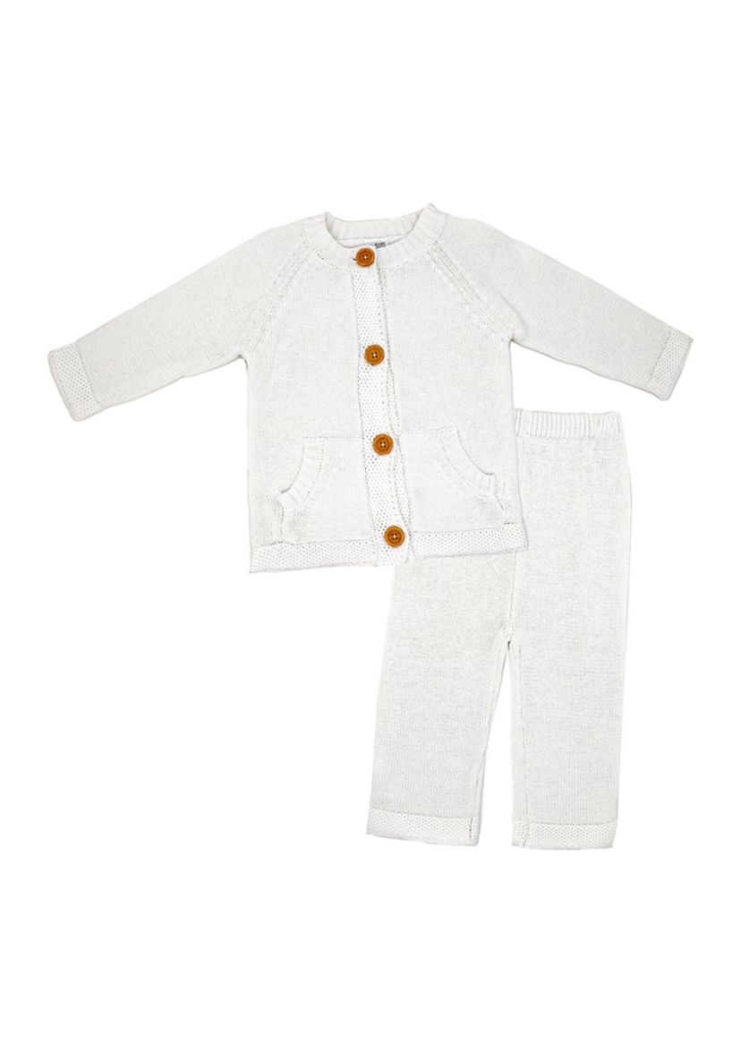 Baby Boys and Girls 2 Piece Knit Set, White