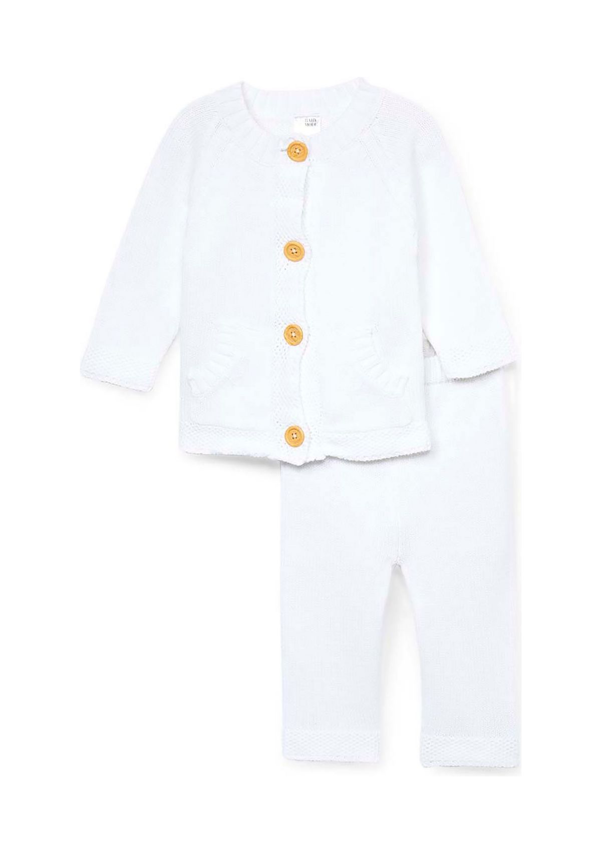 Baby Boys and Girls 2 Piece Knit Set, White