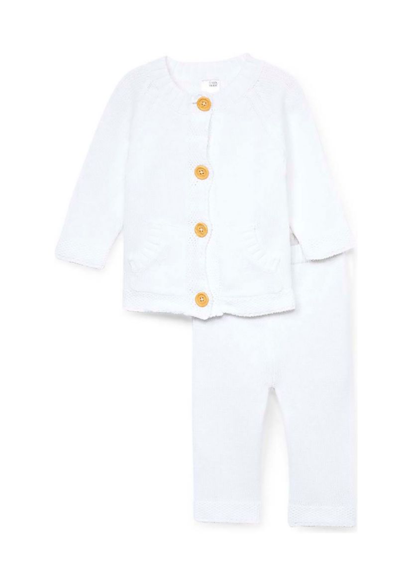 Baby Boys and Girls 2 Piece Knit Set, White