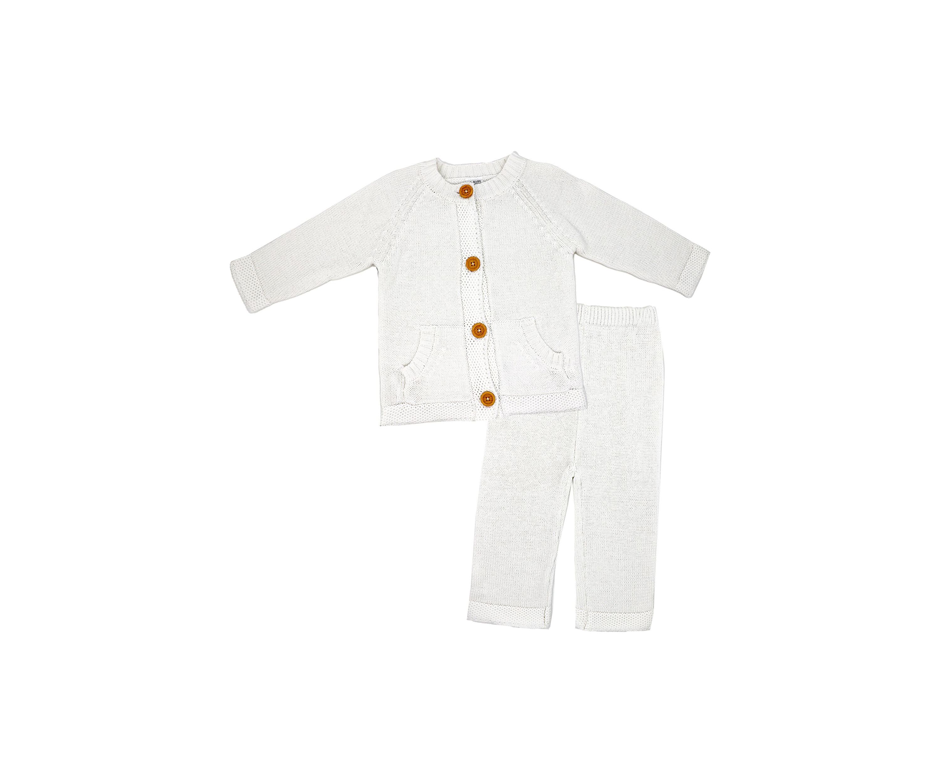 Baby Boys and Girls 2 Piece Knit Set, White