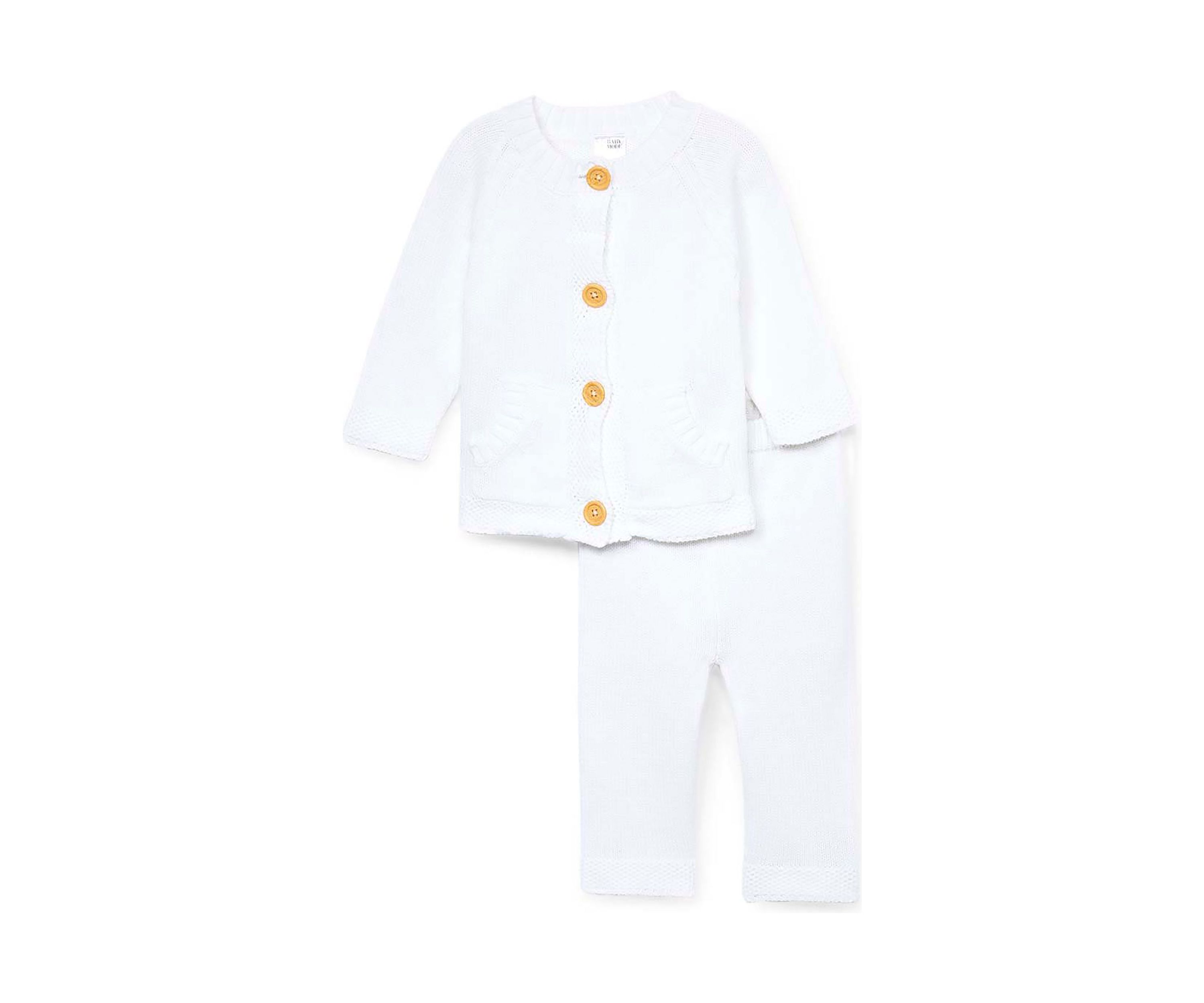 Baby Boys and Girls 2 Piece Knit Set, White