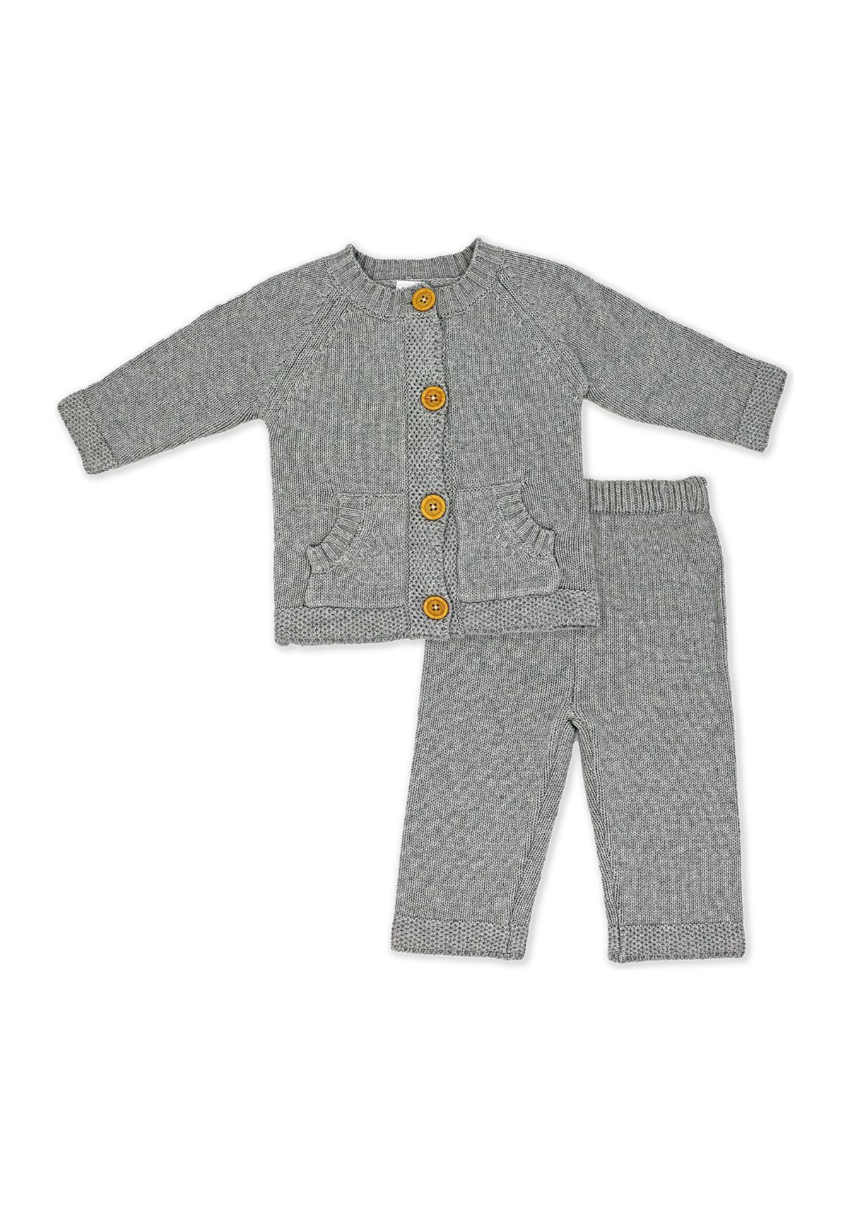 Baby Boys and Girls 2 Piece Knit Set, Gray
