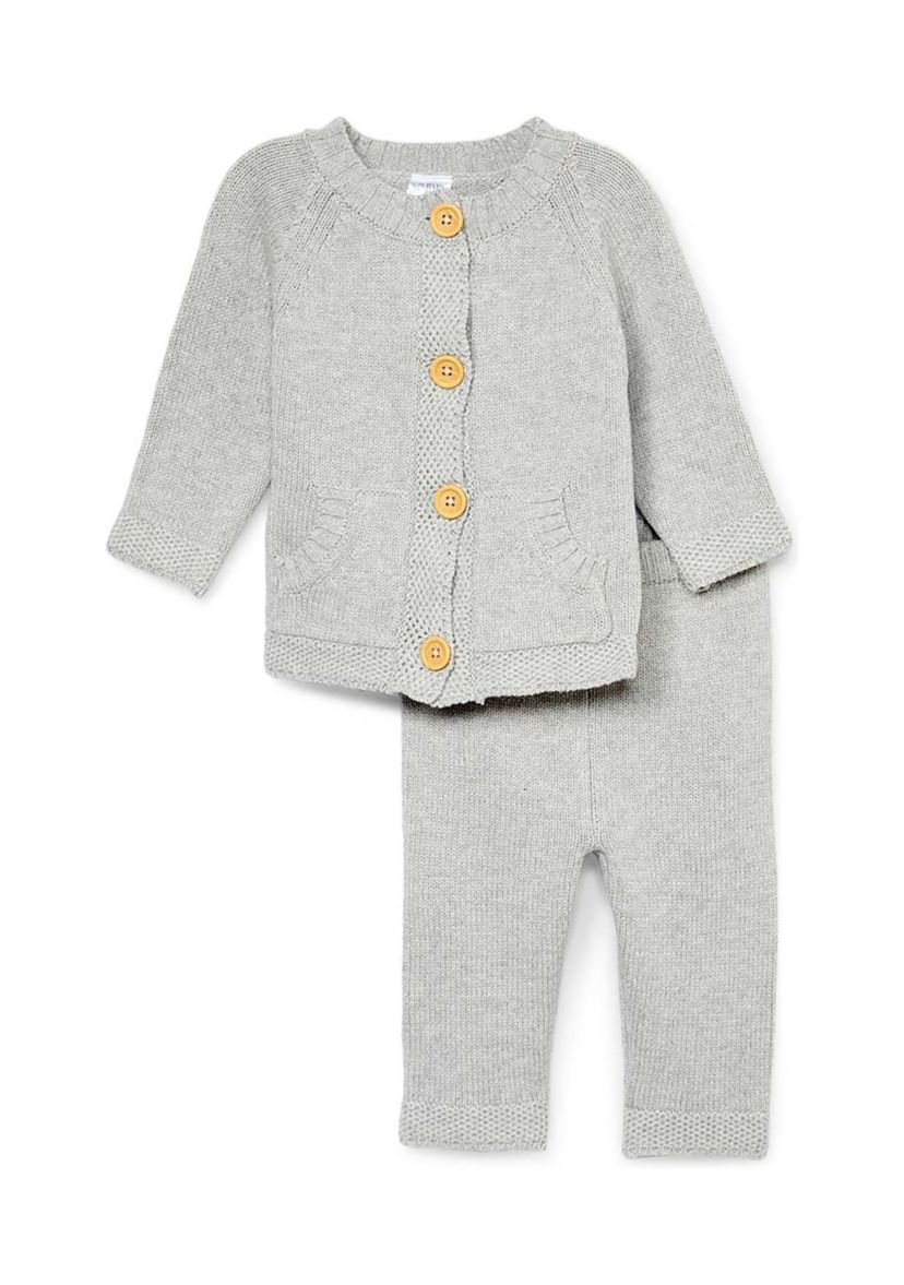 Baby Boys and Girls 2 Piece Knit Set, Gray