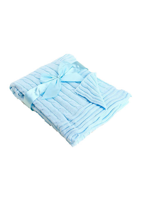 Baby Boys Cable Knit Blanket, Blue