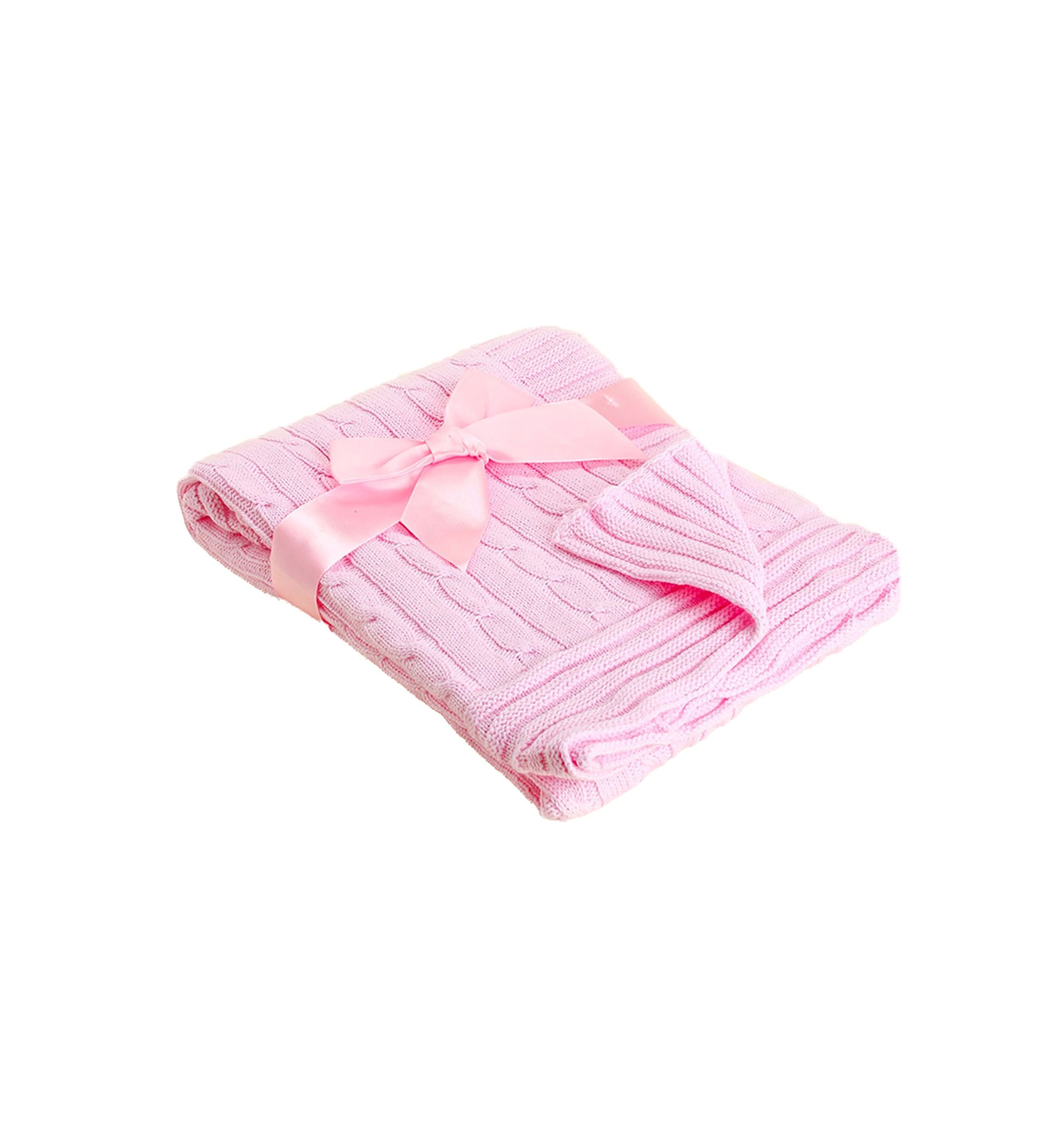 Baby Girls Pink Cable Knit Blanket