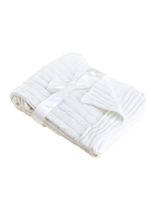 Baby Mode Signature Baby White Cable Knit Blanket