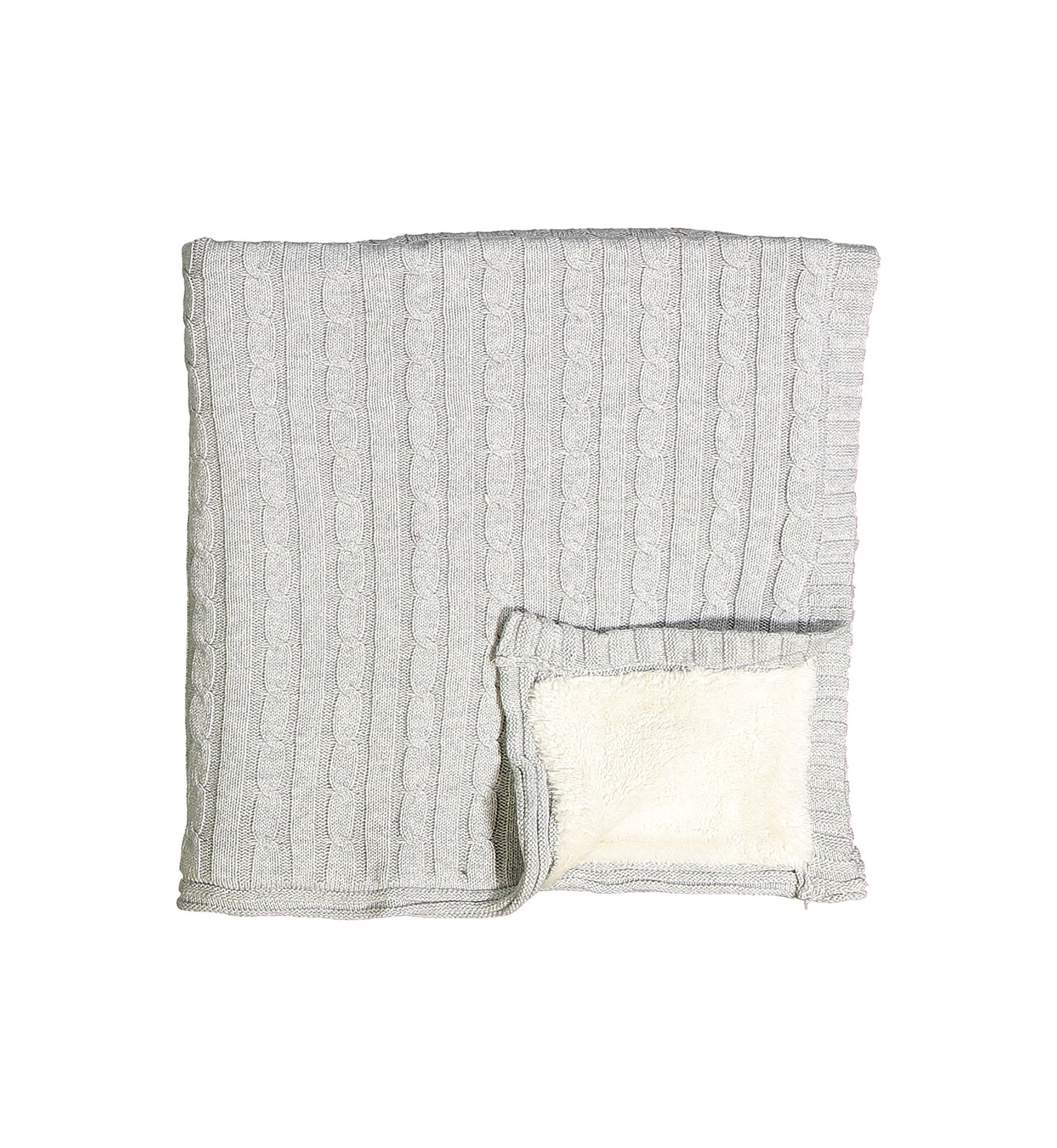 Baby Cable Knit Sherpa Blanket, Gray