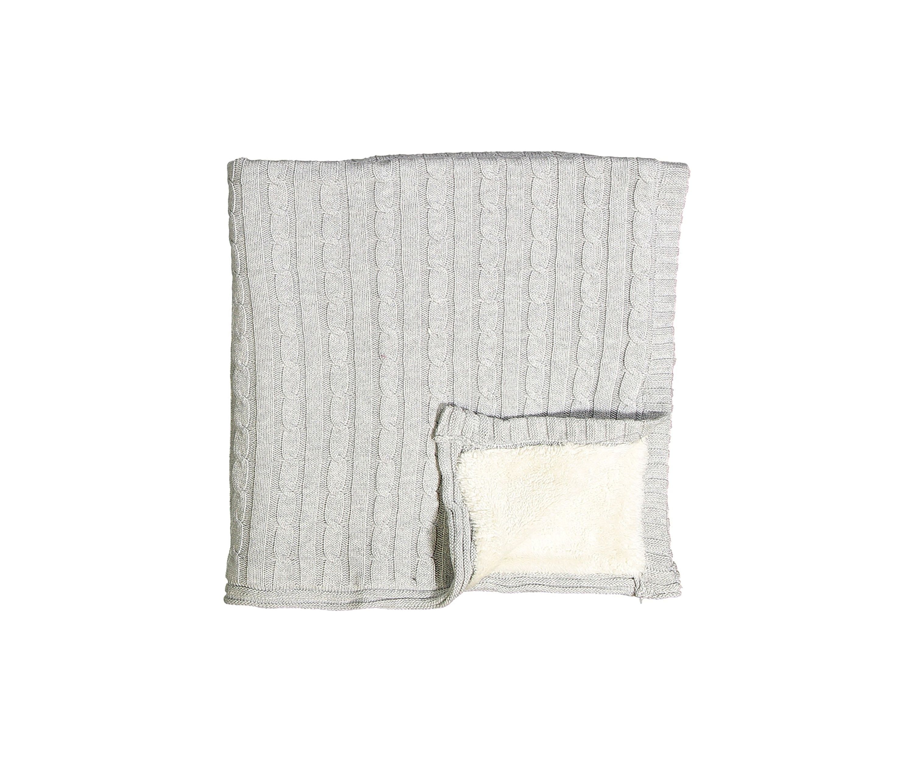 Baby Cable Knit Sherpa Blanket, Gray