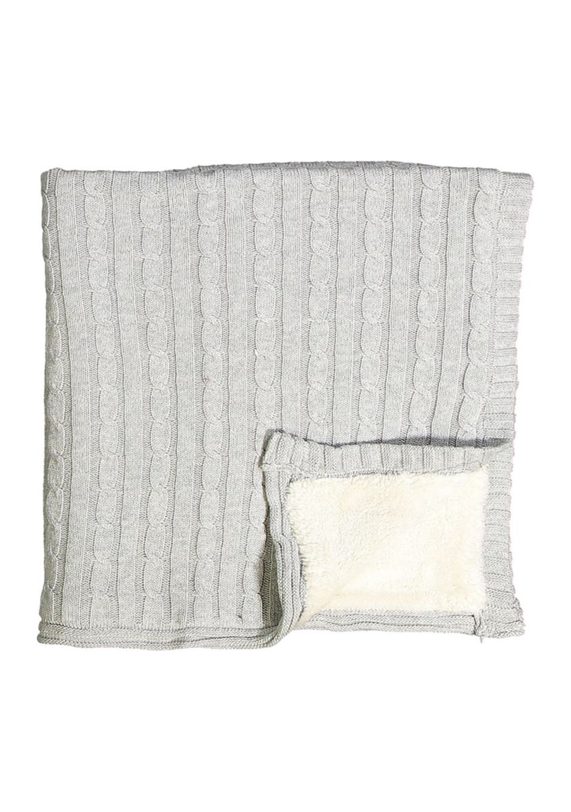 Baby Cable Knit Sherpa Blanket, Gray