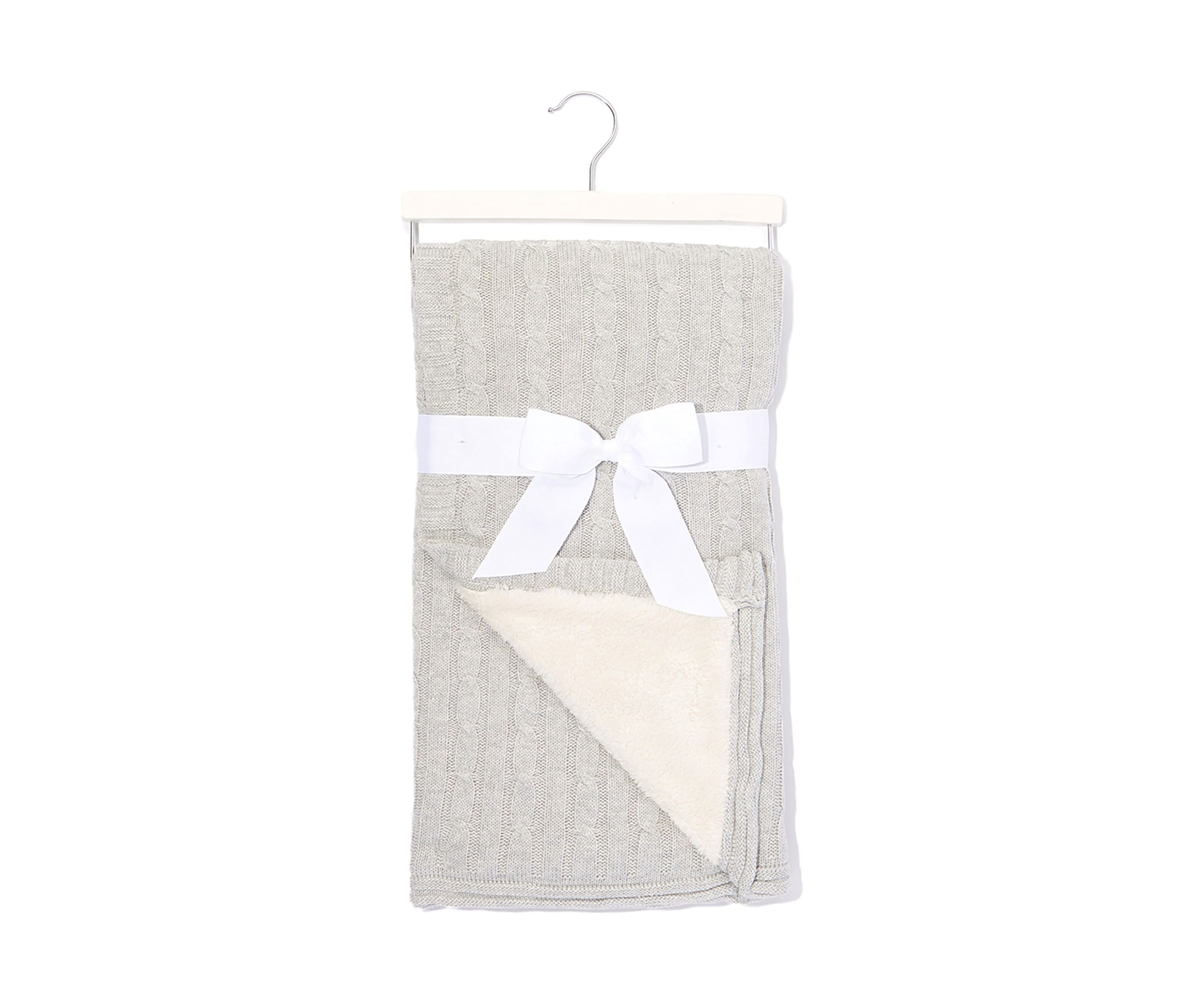 Baby Cable Knit Sherpa Blanket, Gray
