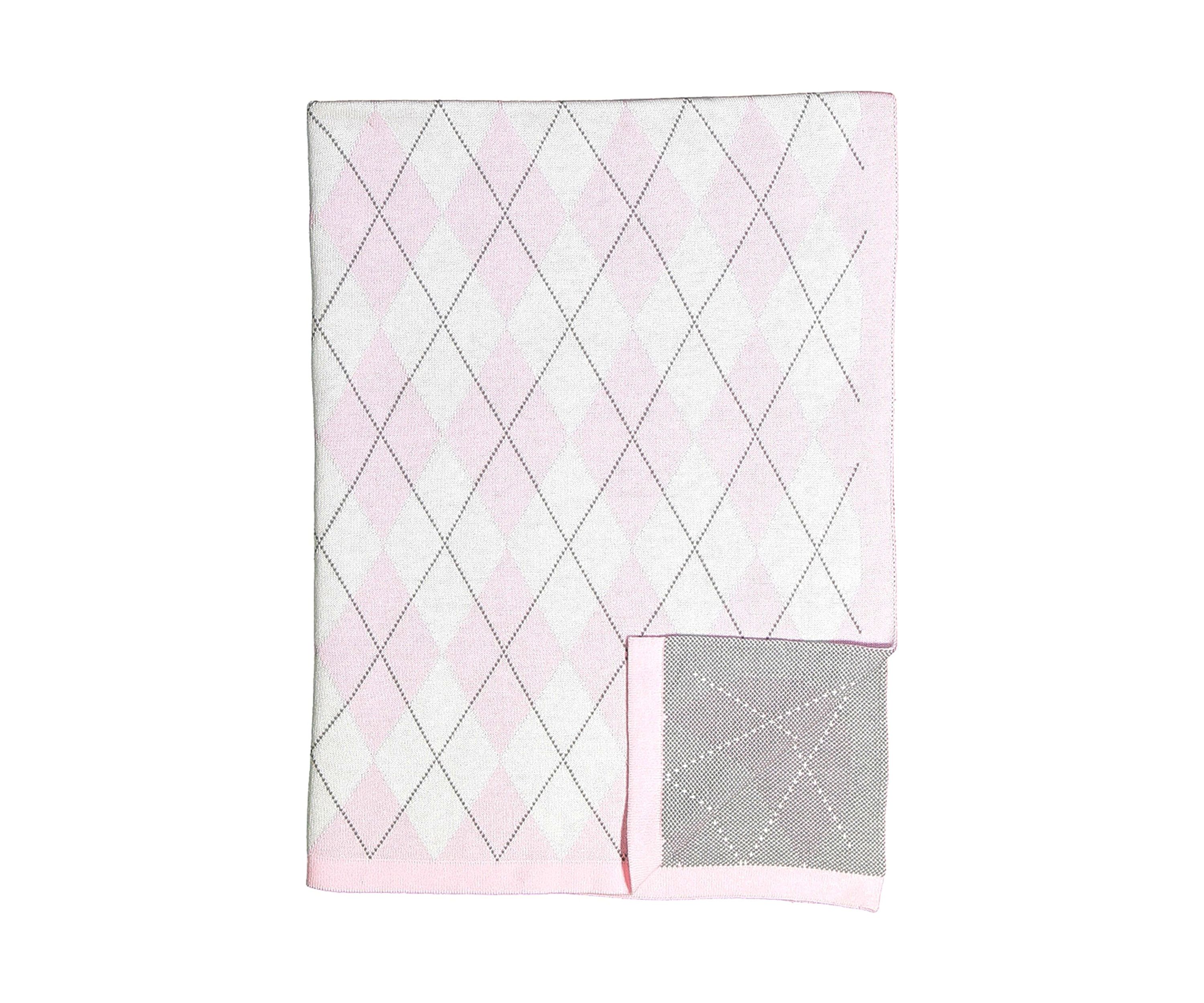 Baby Girls Argyle Knit Blanket, Pink