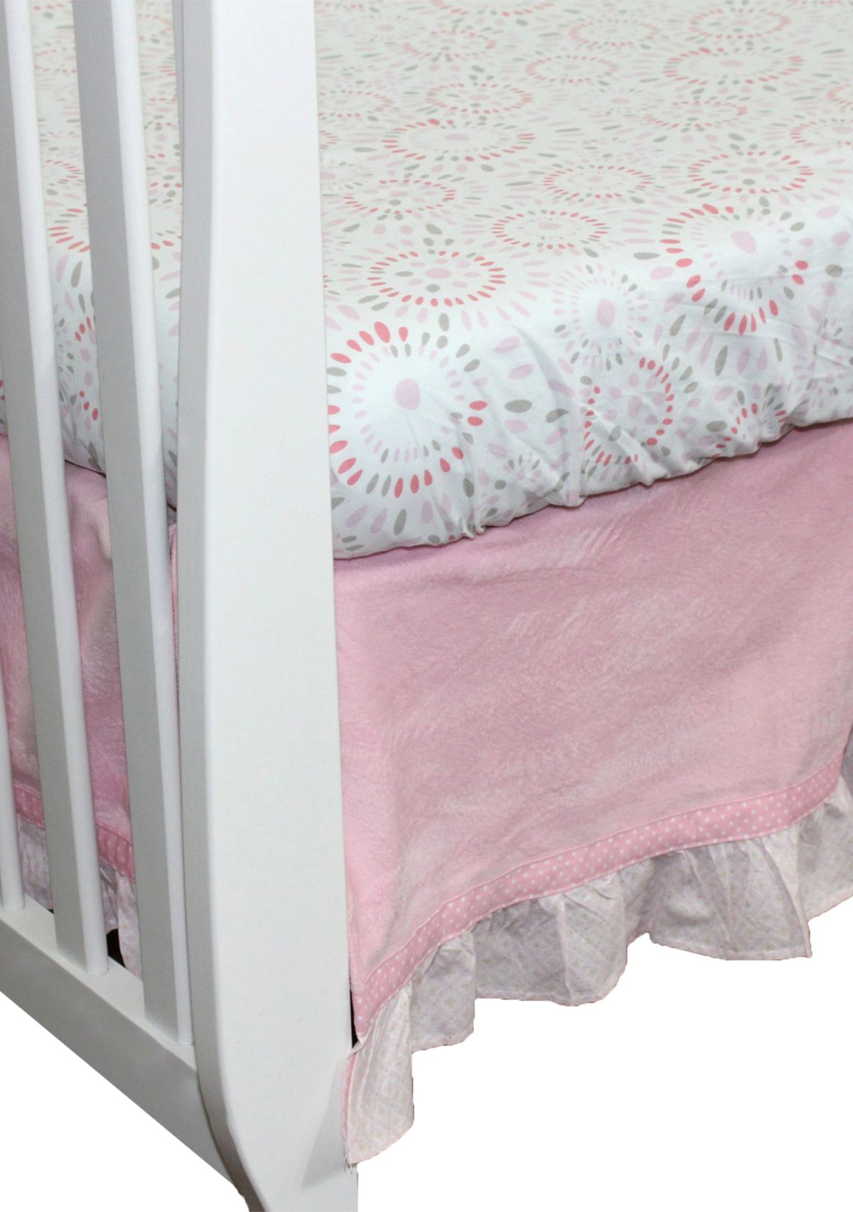 Baby Girls Pink Velour Crib Dust Ruffle