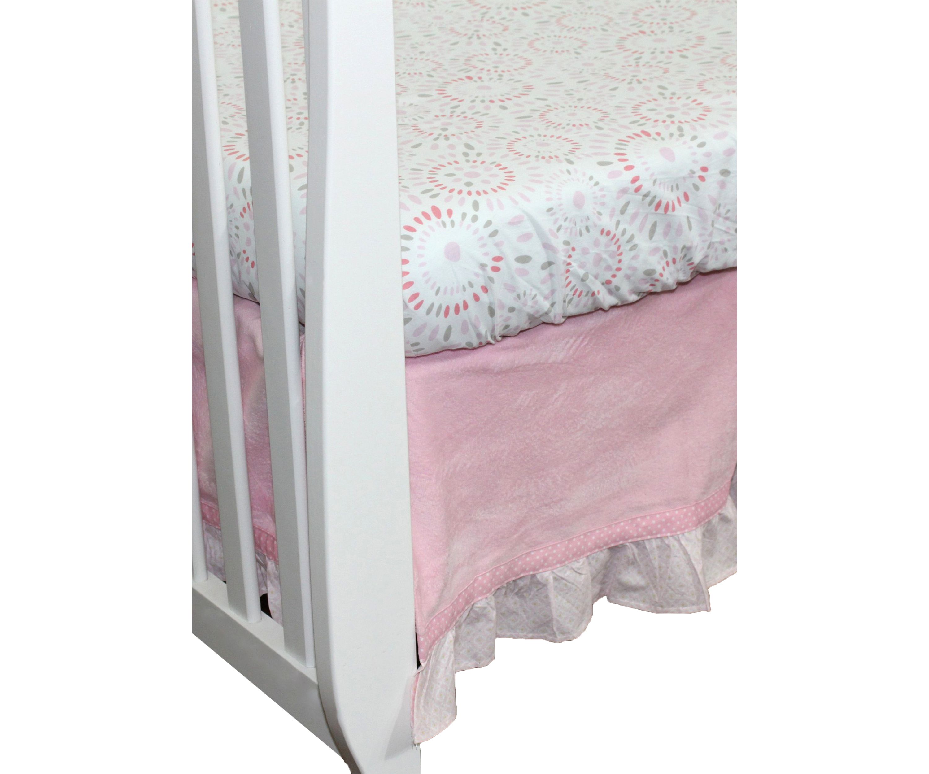 Baby Girls Pink Velour Crib Dust Ruffle