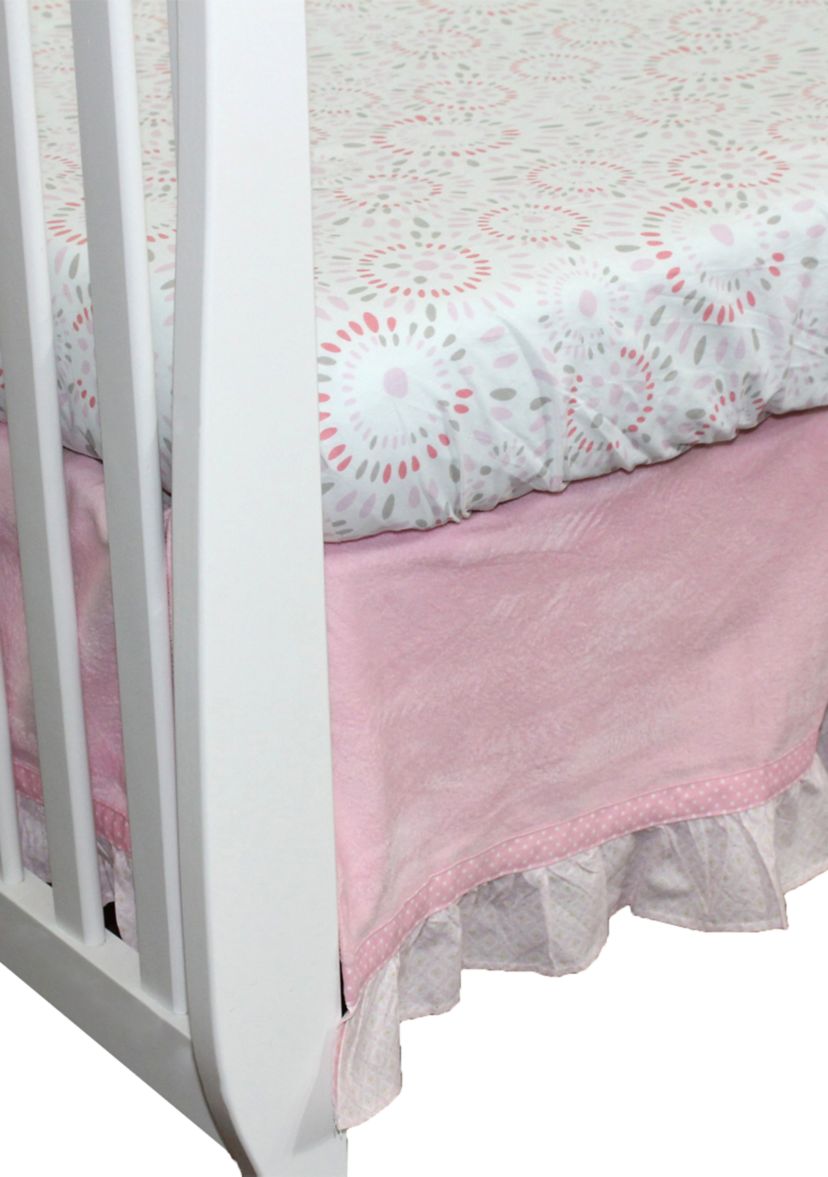 Baby Girls Pink Velour Crib Dust Ruffle