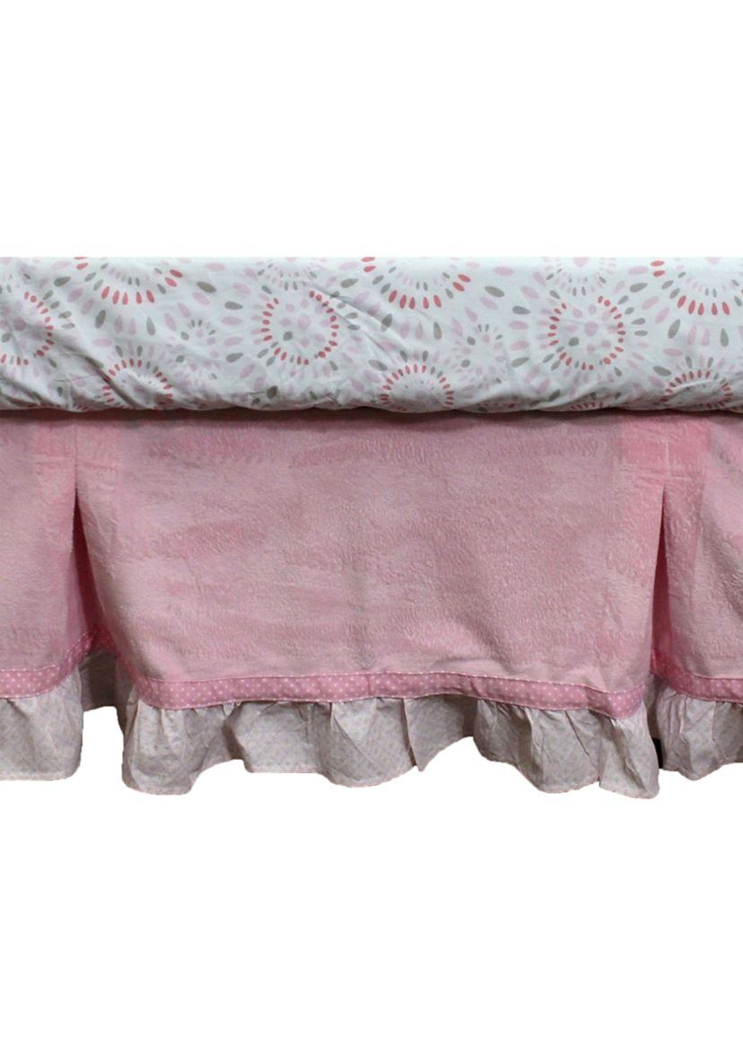 Baby Girls Pink Velour Crib Dust Ruffle