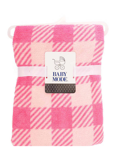 Baby Mode Baby Girls Plush Buffalo Plaid Blanket