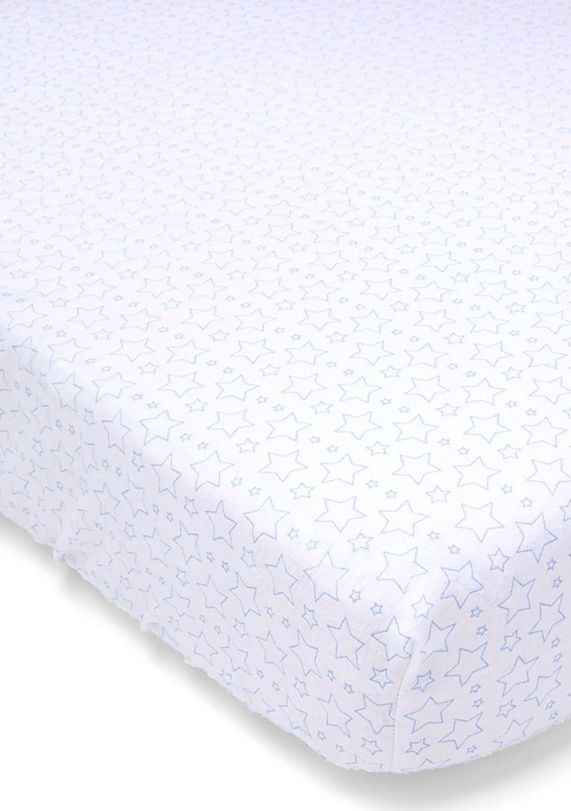 Baby Boys Flannel Star Crib Sheet - Blue