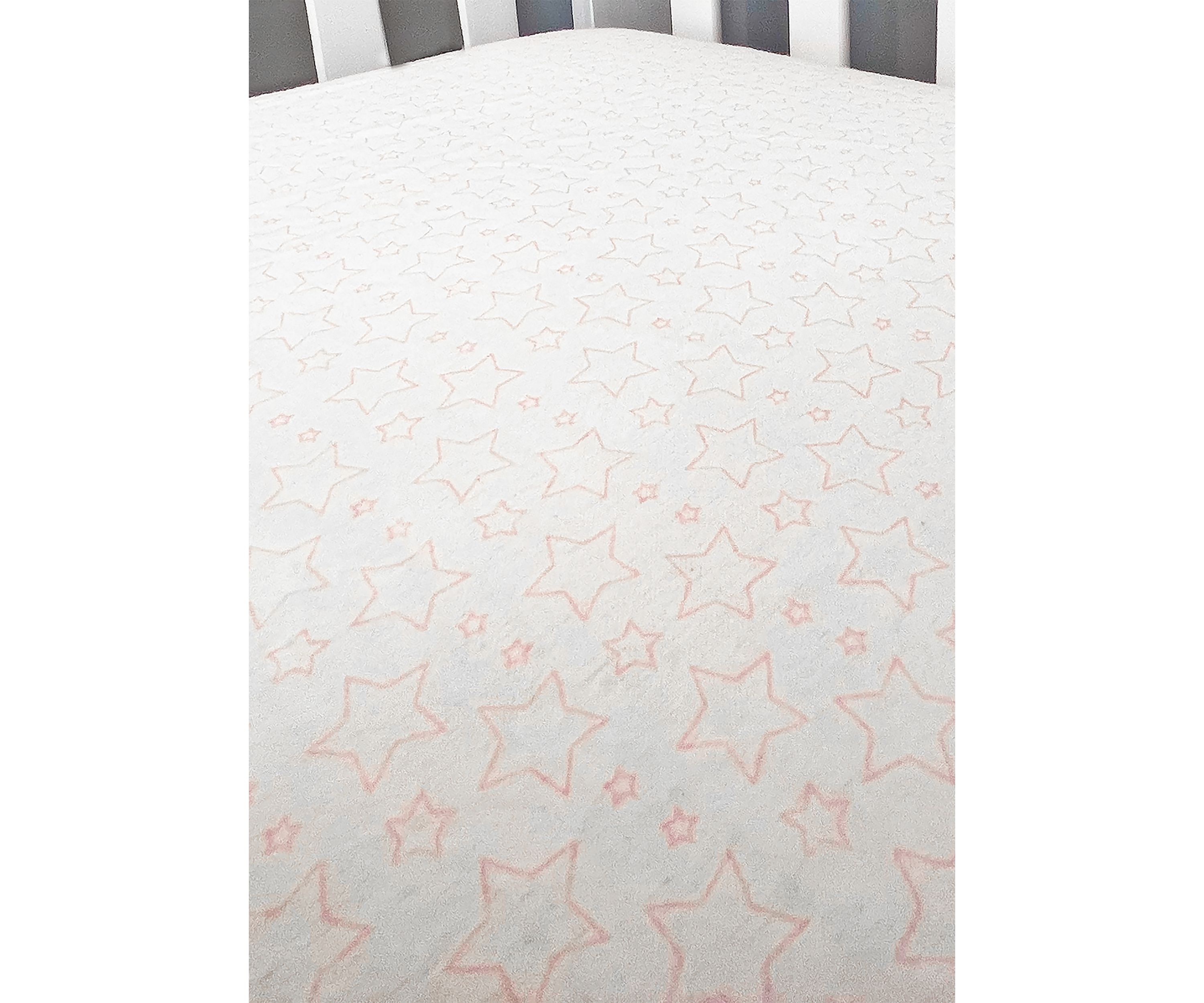 Baby Girls Flannel Star Crib Sheet - Pink