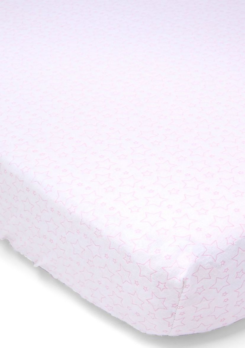 Baby Girls Flannel Star Crib Sheet - Pink