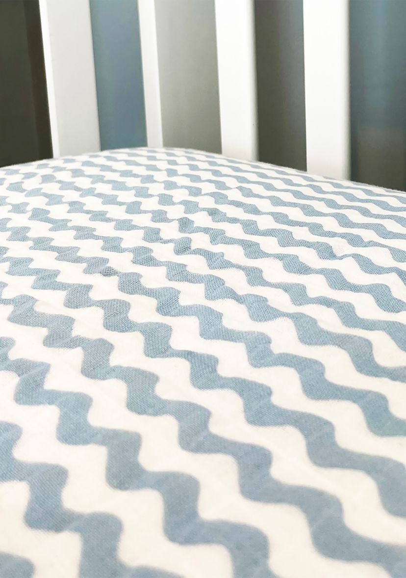 Baby Boys Waves Muslin Crib Sheet - Blue