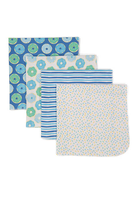 Baby Boys 4 Pack Donut Receiving Blankets