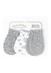 Baby Boys and Girls 3 Pack Heather Gray Clouds Mitts