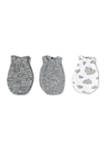 Baby Boys and Girls 3 Pack Heather Gray Clouds Mitts